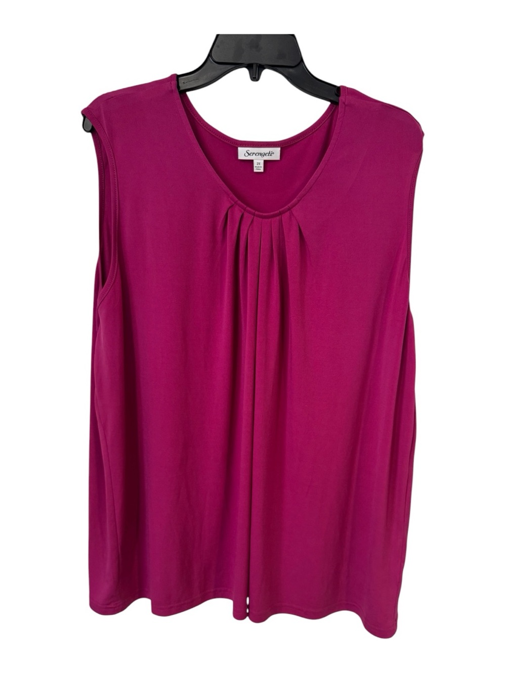 Serengeti Women’s 2X Berry Pleated Neck Sleeveless Knit Top - Picture 2 of 6